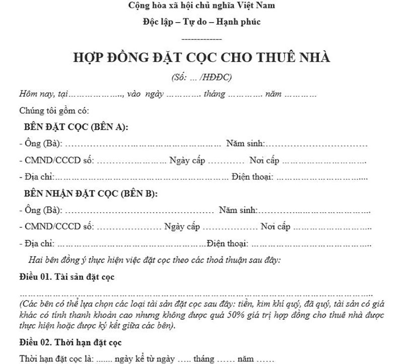 Hợp Đồng Đặt Cọc Thuê Nhà: Toàn Tập Từ A-Z Để Tránh Rủi Ro Pháp Lý