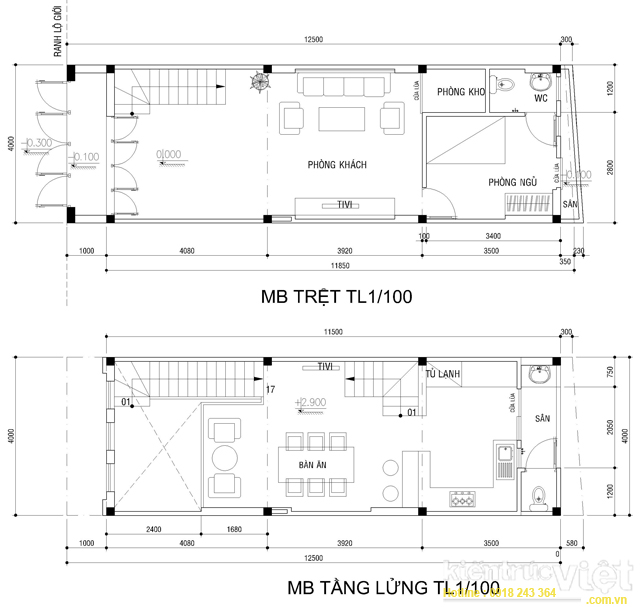 Xây nhà phố 1 trệt 1 lầu 44m2 tại Đà Nẵng: Tư vấn thiết kế và chi phí chi tiết