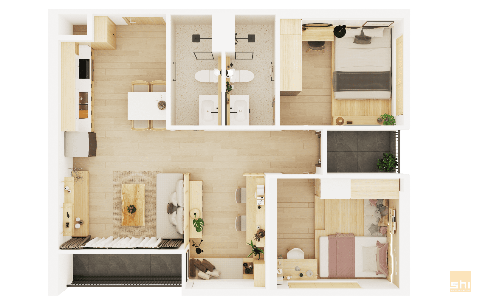 Thiết kế nội thất căn hộ 52m2: Tông xám tinh tế, tối ưu không gian