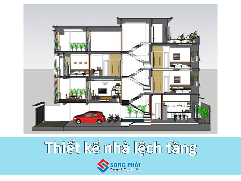 Nhà ống lệch tầng: Giải pháp kiến trúc độc đáo cho không gian sống hiện đại