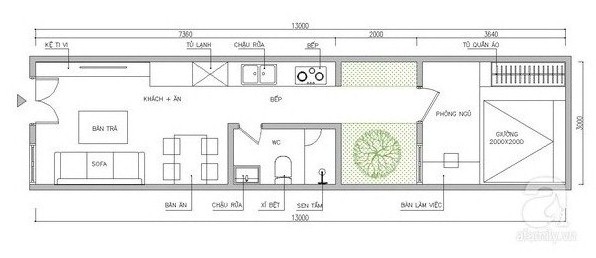 Giải pháp thiết kế nhà cấp 4 39m2 cho gia đình 3 người